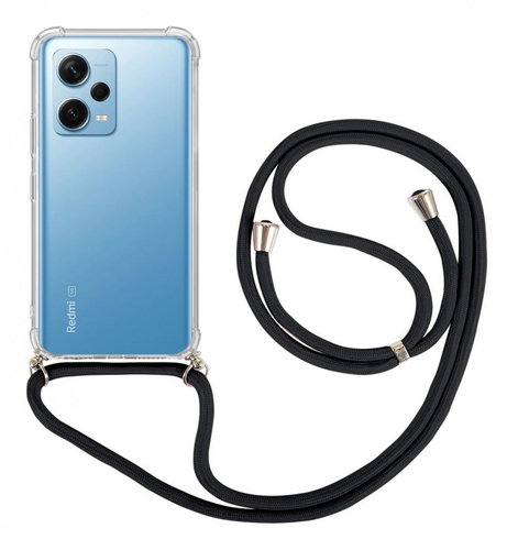 TopQ Kryt Xiaomi Redmi Note 12 Pro+ 5G s černou šňůrkou průhledný 96767 - Phone Cover - Main image