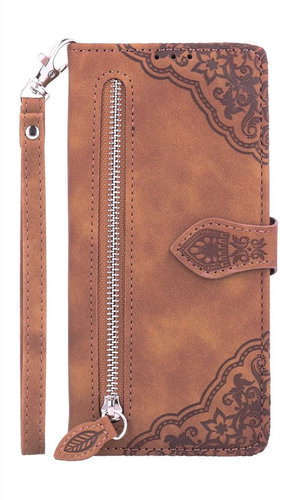 TopQ Pouzdro Xiaomi Redmi A2 knížkové se zipem hnědé 96419 - Phone Case - Main image