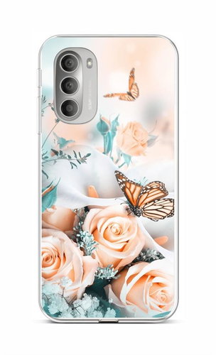 TopQ Kryt Motorola Moto G51 5G Růže s motýlem 95776 - Phone Cover - Main image