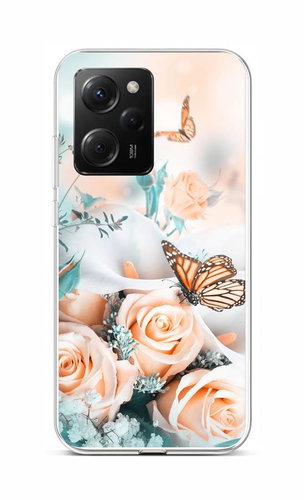 TopQ Kryt Xiaomi Poco X5 Pro 5G Růže s motýlem 95956 - Phone Cover - Main image