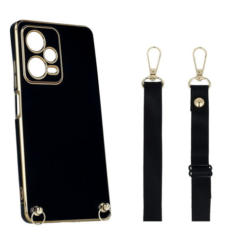 TopQ Kryt Xiaomi Redmi Note 12 Pro+ 5G Fancy černý se šňůrkou 97414 - Phone Cover - Main image