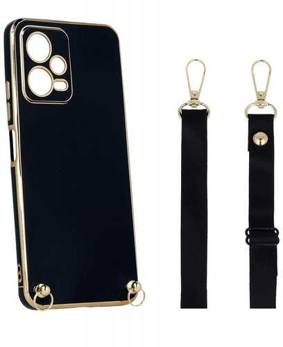 TopQ Kryt Xiaomi Redmi Note 12 5G Fancy černý se šňůrkou 96460 - Phone Cover - Main image
