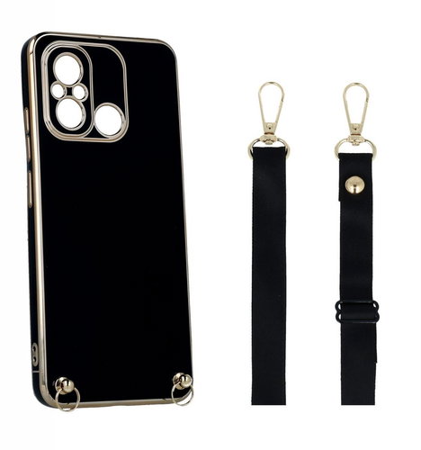 TopQ Kryt Xiaomi Redmi 12C Fancy černý se šňůrkou 96237 - Phone Cover - Main image