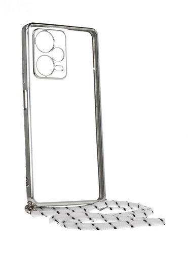 TopQ Kryt Xiaomi Redmi Note 12 Pro+ 5G Frame stříbrný se šňůrkou 97416 - Phone Cover - Main image