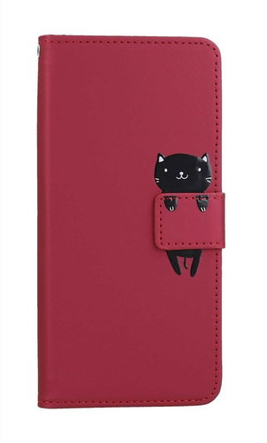 TopQ Pouzdro Xiaomi Redmi A2 knížkové vínové s kočičkou 97521 - Phone Case - Main image