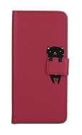 TopQ Pouzdro Xiaomi Redmi Note 12 Pro 5G knížkové vínové s kočičkou 96557 - Phone Case