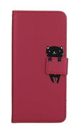 TopQ Pouzdro Xiaomi Redmi Note 12 Pro 5G knížkové vínové s kočičkou 96557 - Phone Case
