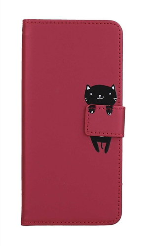 TopQ Pouzdro Xiaomi Redmi Note 12 Pro 5G knížkové vínové s kočičkou 96557 - Phone Case - Main image