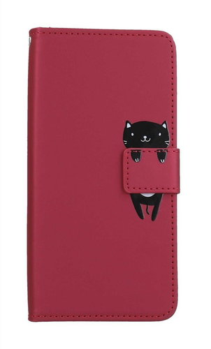 TopQ Pouzdro Xiaomi Redmi Note 12 Pro+ 5G knížkové vínové s kočičkou 96542 - Phone Case - Main image