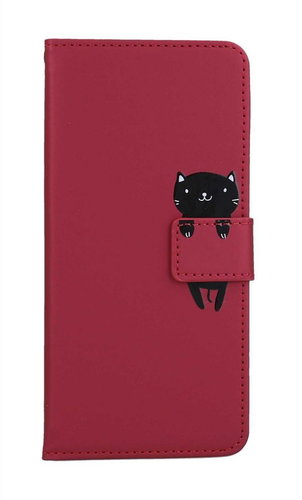TopQ Pouzdro Xiaomi Redmi Note 12 5G knížkové vínové s kočičkou 96462 - Phone Case - Main image