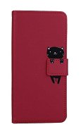 TopQ Puzdro Xiaomi Redmi 12C knižkové vínové s mačičkou 96243 - Puzdro na mobil
