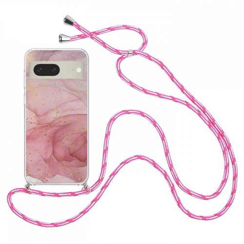 TopQ Kryt Google Pixel 7 5G Marble růžový se šňůrkou 98505 - Phone Cover - Main image