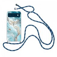 TopQ Kryt Google Pixel 6a 5G Marble tyrkysový se šňůrkou 98500 - Phone Cover