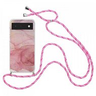 TopQ Kryt Google Pixel 6a 5G Marble růžový se šňůrkou 98493 - Phone Cover