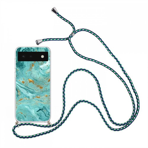 TopQ Kryt Google Pixel 6a 5G Marble zelený se šňůrkou 98492 - Phone Cover - Main image
