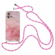 TopQ Kryt Motorola Edge 30 Fusion Marble růžový se šňůrkou 98553 - Phone Cover