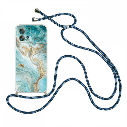 TopQ Kryt Motorola Edge 30 Fusion Marble tyrkysový se šňůrkou 98547 - Phone Cover - Main image