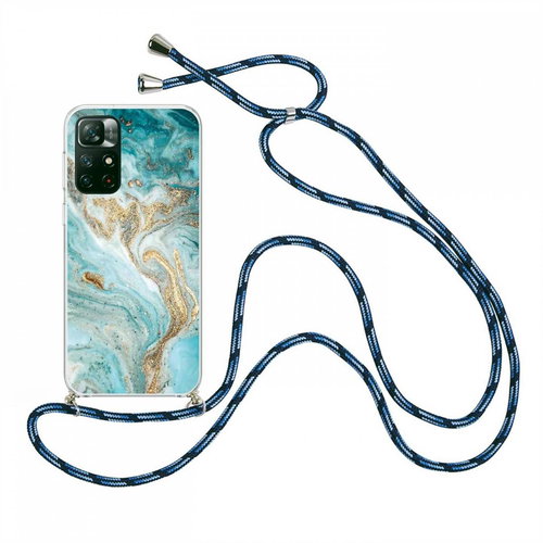 TopQ Kryt Xiaomi Redmi Note 11S Marble tyrkysový se šňůrkou 98538 - Phone Cover - Main image
