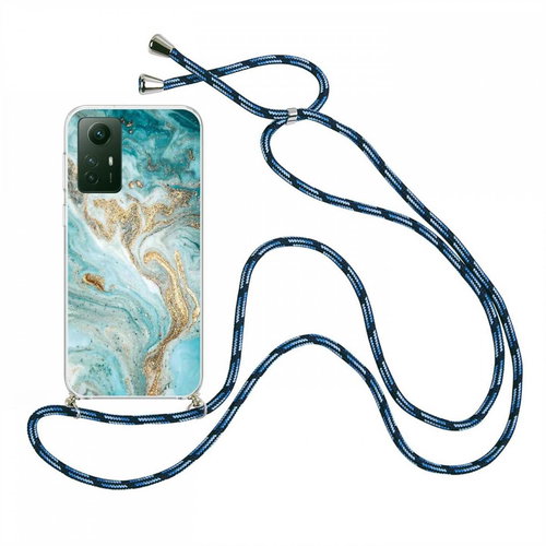 TopQ Kryt Xiaomi Redmi Note 12S Marble tyrkysový se šňůrkou 98534 - Phone Cover - Main image