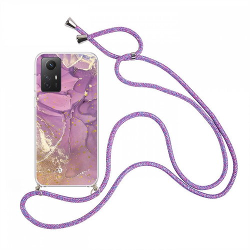 TopQ Kryt Xiaomi Redmi Note 12S Marble fialový se šňůrkou 98530 - Phone Cover - Main image