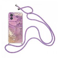 TopQ Kryt Motorola Edge 30 Neo Marble fialový se šňůrkou 98474 - Phone Cover
