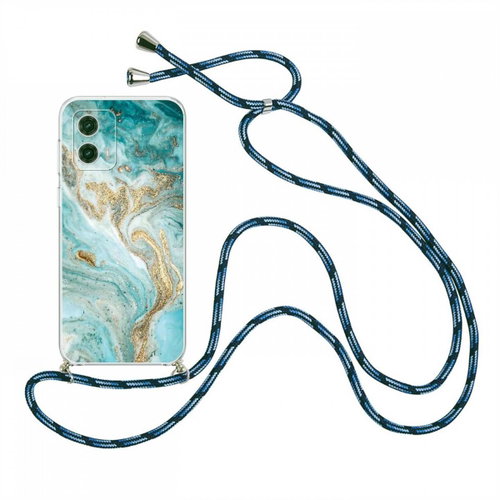 TopQ Kryt Motorola Moto G73 Marble tyrkysový se šňůrkou 98465 - Phone Cover - Main image