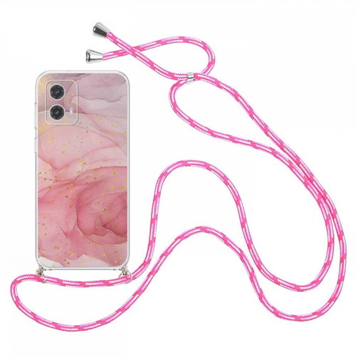 TopQ Kryt Motorola Moto G73 Marble růžový se šňůrkou 98462 - Phone Cover - Main image