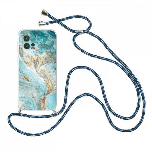 TopQ Kryt Motorola Moto G72 Marble tyrkysový se šňůrkou 98448 - Phone Cover - Main image