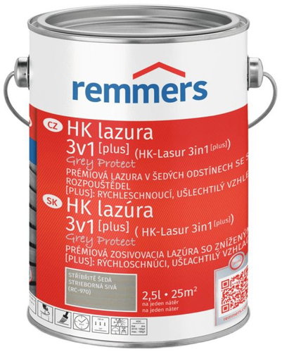 Remmers HK Lazura 3v1 Grey Protect [plus] 2,5 l Silbergrau / Silver Grey - Glaze - Main image