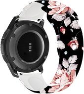 RhinoTech silicone Quick Release 20mm black with flower motif - Watch Strap
