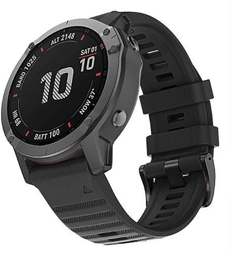 RhinoTech silicone for Garmin QuickFit 26mm black - Watch Strap - Main image