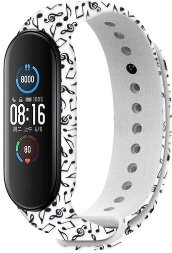 RhinoTech for Xiaomi Mi Band 6 White Motif Notes - Watch Strap - Main image
