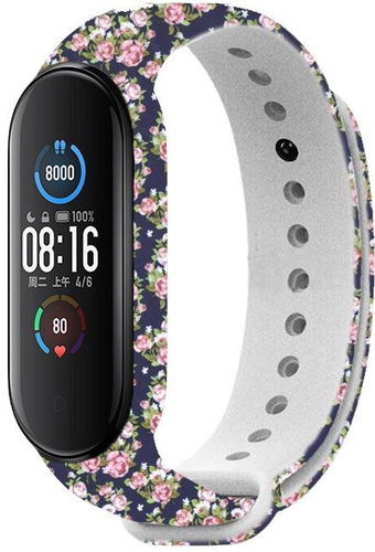 RhinoTech for Xiaomi Mi Band 6 Blue Rose Motif - Watch Strap - Main image