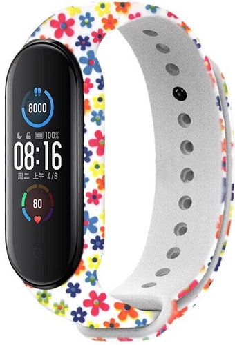 RhinoTech for Xiaomi Mi Band 3/4, White Flowers - Watch Strap - Main image