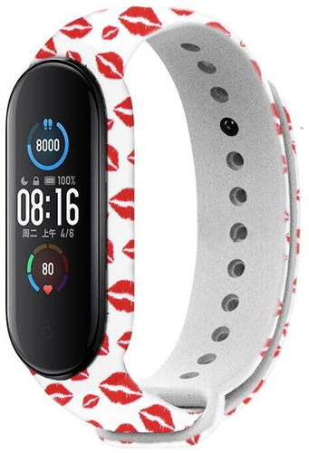 RhinoTech for Xiaomi Mi Band 3/4 White Motif Lips - Watch Strap - Main image