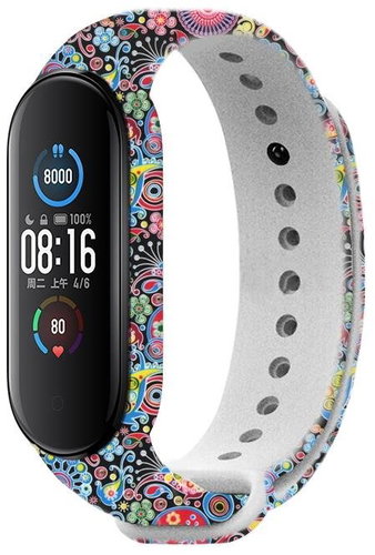 RhinoTech for Xiaomi Mi Band 3/4 Black Carnival Motif - Watch Strap - Main image