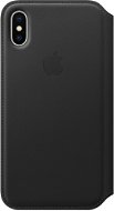 iPhone X Kožené puzdro Folio čierne - Puzdro na mobil