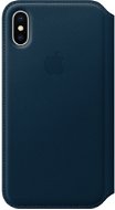 iPhone X Kožené puzdro Folio vesmírne modré - Puzdro na mobil