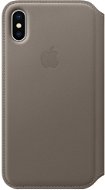 iPhone X Kožené puzdro Folio dymové - Puzdro na mobil