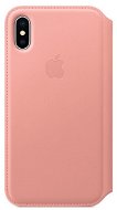 iPhone X Kožené puzdro Folio bledoružové - Puzdro na mobil