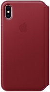iPhone XS Leather Case Folio Red - Phone Case