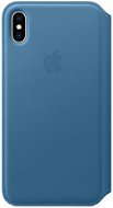 iPhone XS Kožené puzdro Folio modrosivé - Puzdro na mobil