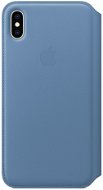 iPhone XS Max Kožené puzdro Folio nevädzovo modré - Puzdro na mobil