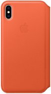 iPhone XS Max Kožené puzdro Folio tmavo oranžové - Puzdro na mobil