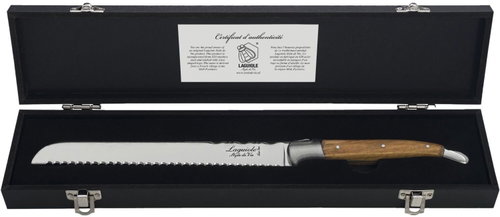 Lou Laguiole Luxury Line Bread Knife, olive wood handle, length: 340mm, width: 20mm - Kitchen Knife - Main image
