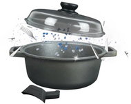 Risoli Nepřilnavý hrnec 28 cm 4,5 l se skleněnou poklicí Blackplus, na indukci - Pot