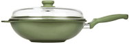 Risoli Zelená nepřilnavá pánev WOK 32 cm se skleněnou poklicí DR GREEN, na indukci - Pan