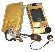 Sada GSM Motorola MOTORAZR V3i Dolce & Gabbana zlatý (gold) + zlaté BlueTooth hands free + zlaté pou - Mobile Phone