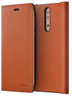 Nokia 8 Leather Flip Cover Tan Brown - Puzdro na mobil