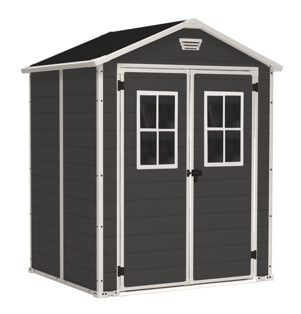 Keter Manor 6 × 5 DD kerti tároló - ablakos, 226 × 185 × 152 cm, szürke